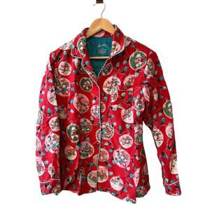 Nick & Nora Holiday Sock Monkey Flannel Pajama Top M